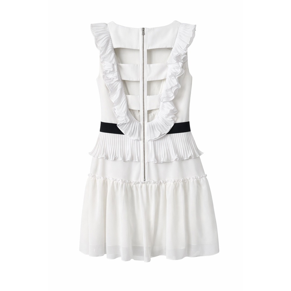 BCBGMAXAZRIA White Ruffle Mini Dress Open Back Cutout Size 4 - Picture 7 of 7